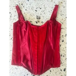 Victoria's Secret Archives red Rose satin velvet rose corset S-DD